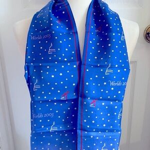 Worlds 2003 Figure Skating Design Womens Silk Scarf Vintage Blue White Red